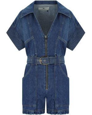 Elisabetta Franchi Denim Short Jumpsuit - Blue