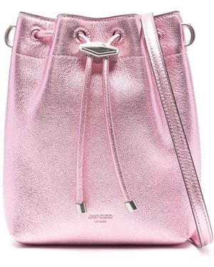 Jimmy Choo Bon Bon Metallic Leder Mini Eimerbeutel - Pink