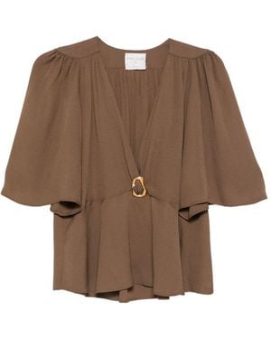 forte_forte V Necked Top - Brown