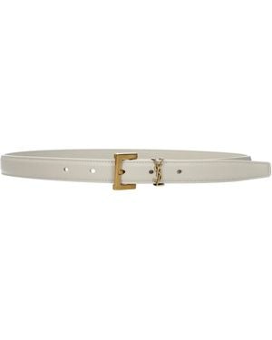 Saint Laurent Belt Leather/Cream - Natural
