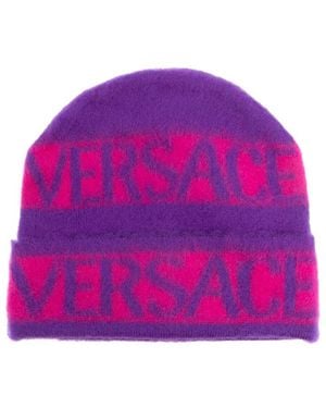 Versace Beanie Logo Stripes - Purple
