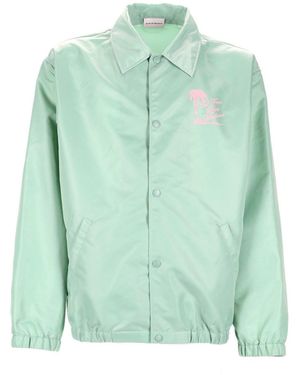 Drole de Monsieur Button Graphic Shirt Jacket - Green