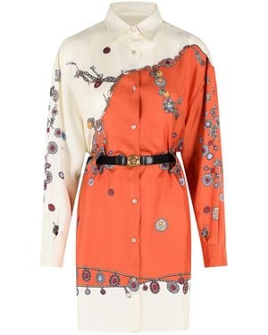 Versace And Ivory Silk Mini Dress - Orange