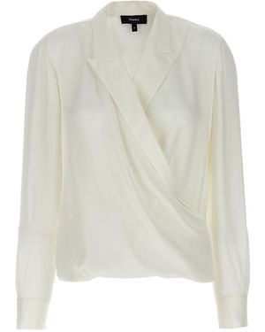 Theory 'Pk Label Wrap' Blouse - White