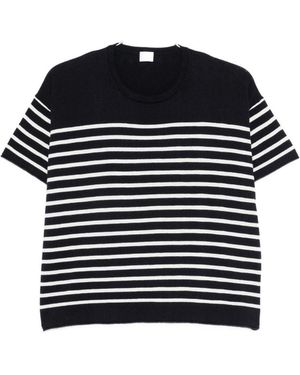 C.t. Plage Gestreifter Baumwollpullover - Schwarz