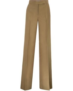 Max Mara Mxmbadesse Leinenhose mit weitem Bein - Natur