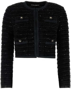 Dolce & Gabbana Tweed Blazer - Black