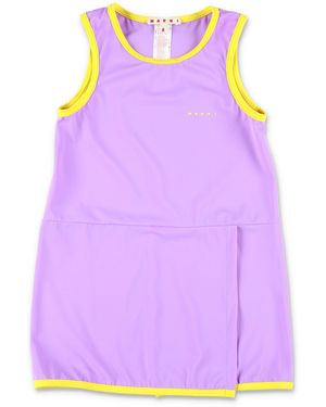 Marni Sleeveless Mini Dress With Neon Trims - Purple