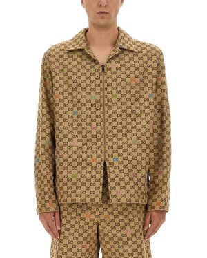 Gucci Fabric Jacket Gg - Natural