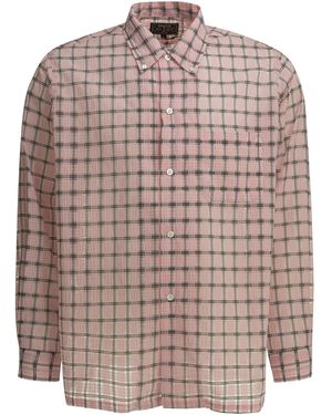 Beams Plus Freizeithemd "Open Db Nylon Airy Plaid". - Braun