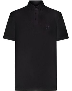 Giorgio Armani Interlock Cotton Polo Shirt - Black