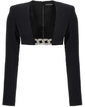 David Koma Top '3D Crystsal Chain And Square Neck' - Black