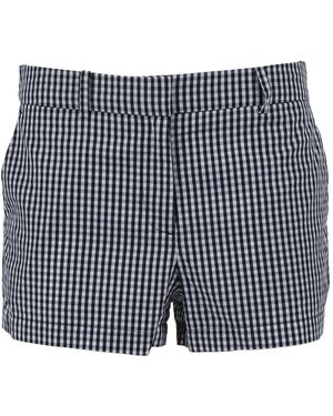 Michael Kors Gingham Platte Voorkant Kort - Blauw