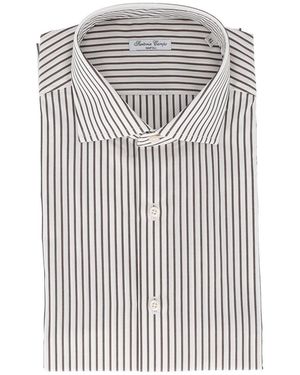 SARTORIA DEL CAMPO-SONRISA Vertical Striped Crisp Cotton Casual Shirt - White