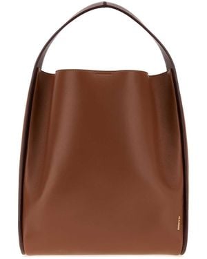 Jil Sander Caramel Leather Pivot Bucket Bag - Brown