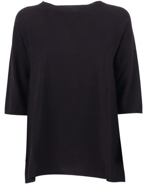 Kangra Cashmere Girocollo Seamless Rasato Linea A - Schwarz