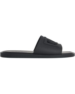Dolce & Gabbana Pantuflas De Goma Negras 'Dg Logo' - Blanco