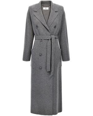 Elisabetta Franchi Dubbele Breibed Breed Jas - Grijs