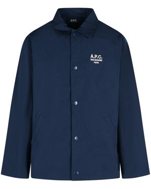 A.P.C. 'Regis' Navy Polyester Mischhemd - Blau