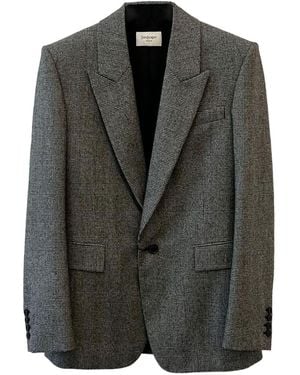 Saint Laurent Checked Single-Breasted Blazer - Black