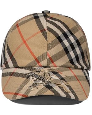 Burberry Check Cotton Blend Baseball Cap - Natur