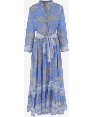 PEP'S CANNES Floral Print Cotton Dress - Blue