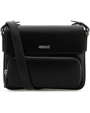 Versace Black Leder Crossbody Tasche - Schwarz