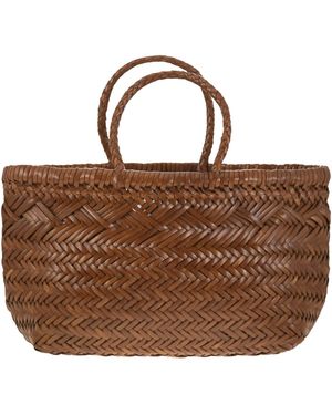 Dragon Triple Jump Small Woven Lederen Tas - Bruin