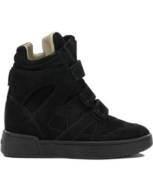 Isabel Marant Leren Sneakers Met Klittenband - Zwart