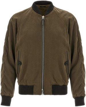 Tom Ford Gabardine Fluid Bomber Jacket Giacche Marrone-Uomo - Verde