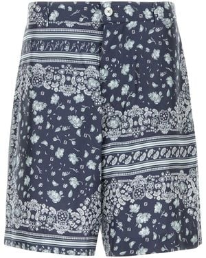 Fendi Printed Silk Bermuda Shorts - Blue