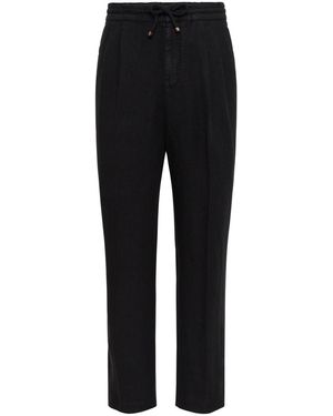Brunello Cucinelli Linnen Vrijetijdsbroek Fit Broek - Zwart