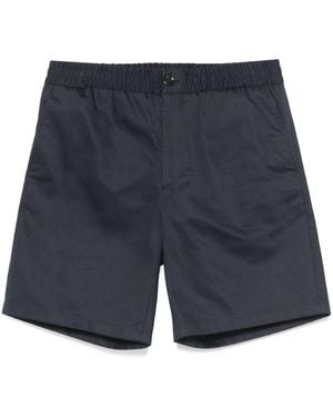 Ami Paris Cotton Bermuda Shorts With Elastic Detail - Blue
