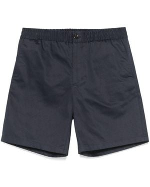 Ami Paris Cotton Bermuda Shorts With Elastic Detail - Blue