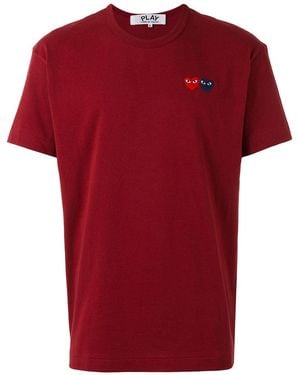 COMME DES GARÇONS PLAY U T-Shirt Double Burgundy Emblem Knit Axt226051 - Black