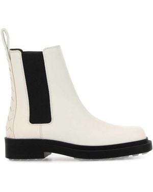 Bottega Veneta Ivory Leather Chelsea Ben Ankle Boots - White