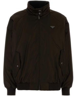 Prada Dark Mock Collar Jacket - Black
