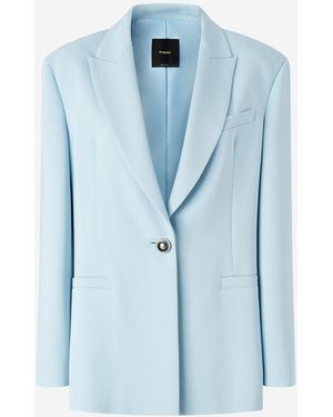 Pinko Stretch Viscose Eenzame Borsten Jas - Blauw