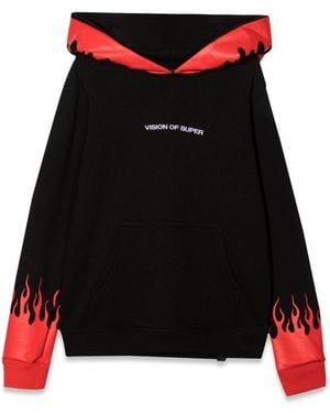 Vision Of Super Hoodie With Flames - Red