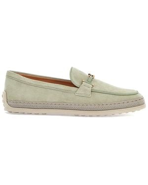 Tod's Oil Calfskin Loafers With Leather Sole And Detail - Green