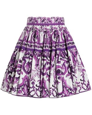 Dolce & Gabbana Mini falda de con estampado de Majolia - Morado
