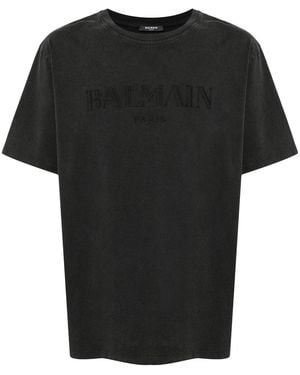 Balmain T Shirt With Vintage Embroidery - Black