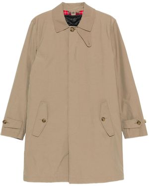 Baracuta Single-Breasted Pointed Collar Coat - Natural