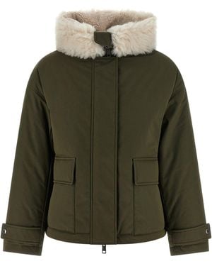 Army by Yves Salomon Merino Shearling Hooded Parka Puffer Jackets Green