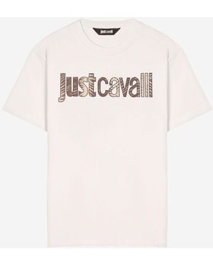 Just Cavalli Cotton T Shirt With Logo - White