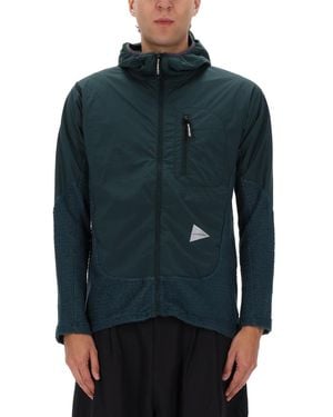 and wander Colour Block Hood Jacket - Blue