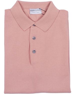Sette Fili Cashmere Short-Sleeved Polo Shirt With Tubular Hem And Side Slits Cotton M/C - Pink