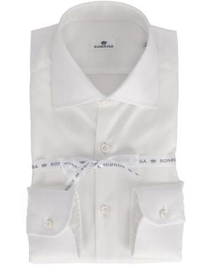 Sonrisa Classic Cotton Dress Shirt With Pointed Collar - White