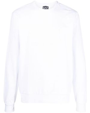 EA7 Logo Baumwollcrewneck Sweatshirt - Weiß