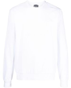 EA7 Logo Baumwollcrewneck Sweatshirt - Weiß